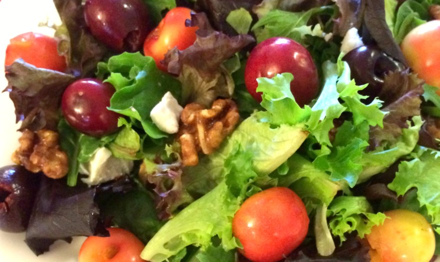 Cherry salad with goat cheese and walnuts from The Petite Gourmande, Ruth Barnes