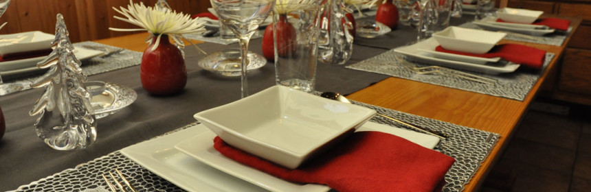 Red, Black, and White TableColor Scheme