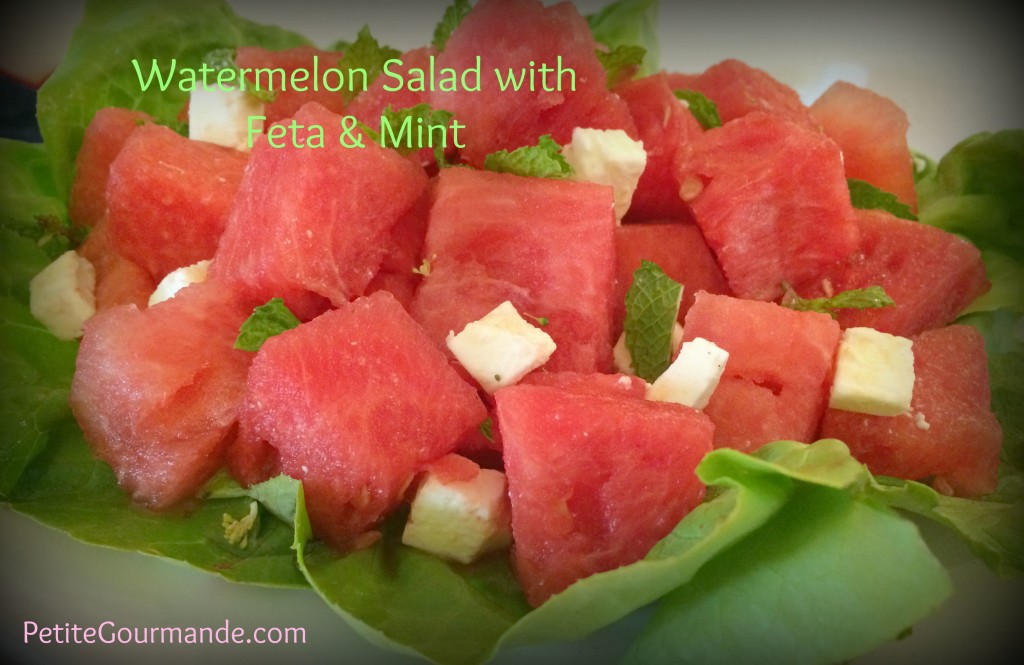 Watermelon Salad with Feta and Mint, recipe by Ruth Barnes the Petite Gourmande